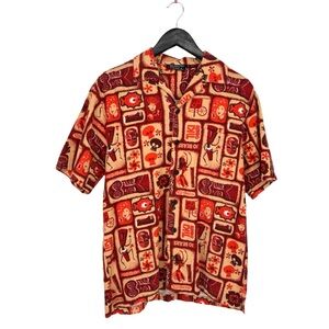 Shag Limited Edition Tiki Oasis 10th Ann. Short Sleeve Hawaiian Shirt Red Medium